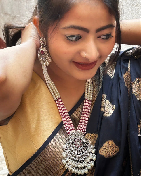 Oxidized Silver & Pearl Necklace Set from Trenzify Store.