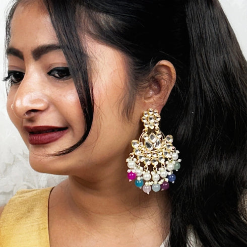 Kundan Pearl Dome Earrings from Trenzify Store.