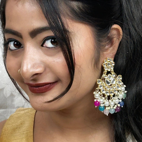 Kundan Pearl Dome Earrings from Trenzify Store.