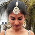 White Pearl Kundan Earrings & Maang Tikka Set from Trenzify Store.
