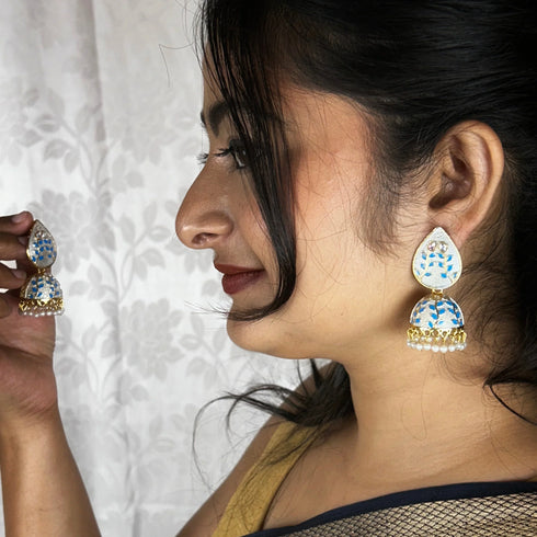 Meenakari Blossom Jhumka Earrings from Trenzify Store.