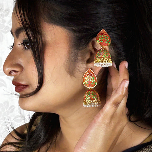 Meenakari Blossom Jhumka Earrings from Trenzify Store.