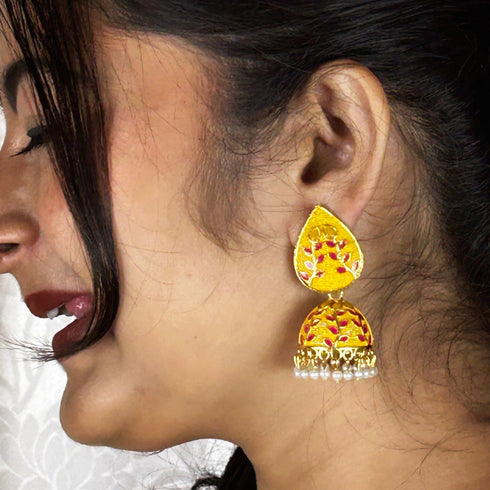 Meenakari Blossom Jhumka Earrings from Trenzify Store.