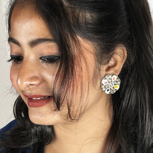 Regal Kundan Blossom Studs from Trenzify Store.