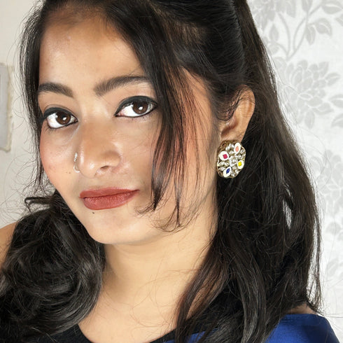 Regal Kundan Blossom Studs from Trenzify Store.