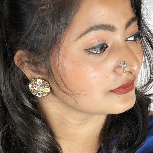 Regal Kundan Blossom Studs from Trenzify Store.