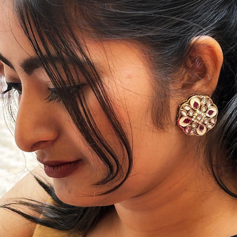 Regal Kundan Blossom Studs from Trenzify Store.