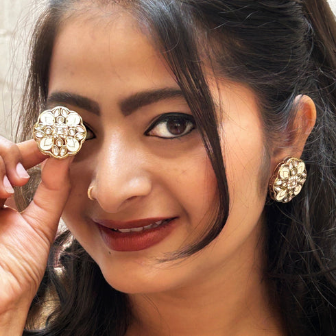 Regal Kundan Blossom Studs from Trenzify Store.