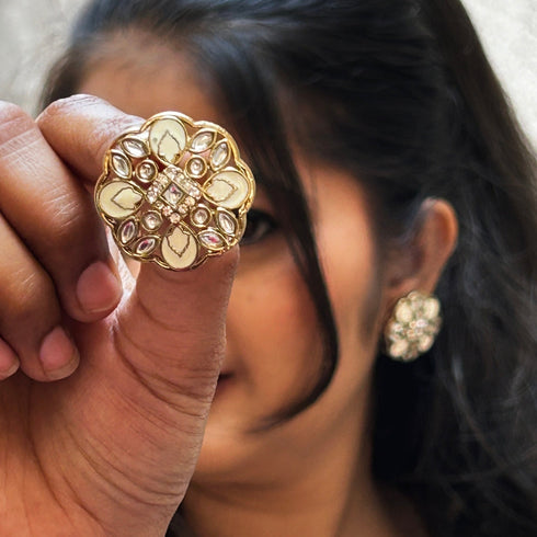 Regal Kundan Blossom Studs from Trenzify Store.