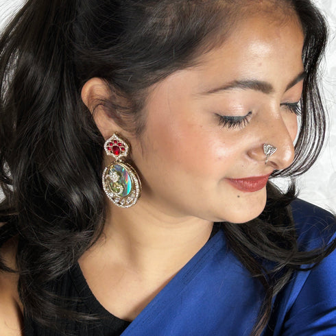 Holographic Crystal Bird Statement Earrings from Trenzify Store.