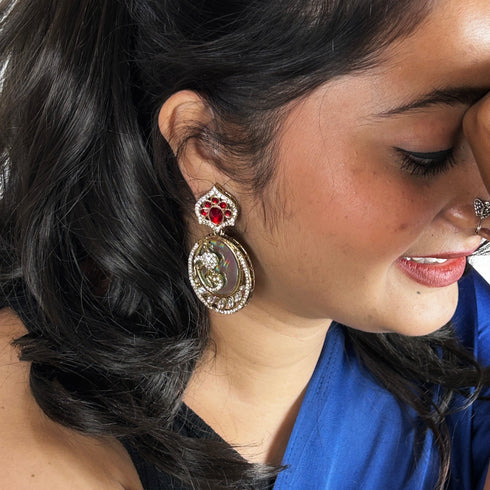 Holographic Crystal Bird Statement Earrings from Trenzify Store.