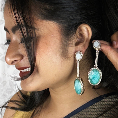 Oval Stone Drop Earrings from Trenzify Store.