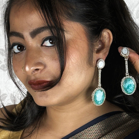 Oval Stone Drop Earrings from Trenzify Store.
