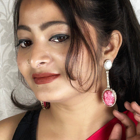 Oval Stone Drop Earrings from Trenzify Store.