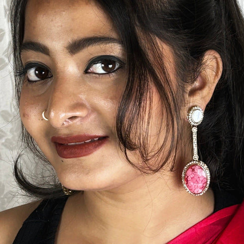 Oval Stone Drop Earrings from Trenzify Store.