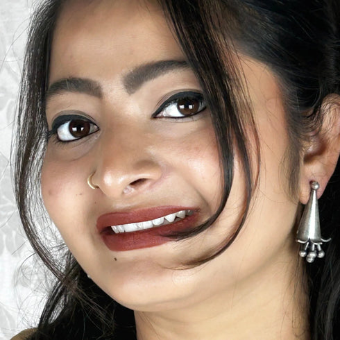 Minimalist Cone-Shaped Oxidised Stud Earrings from Trenzify Store.