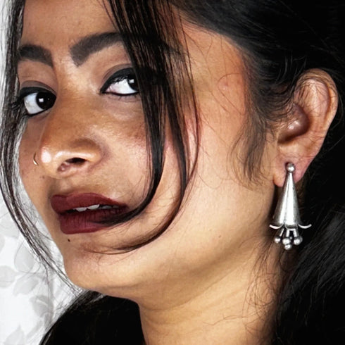 Minimalist Cone-Shaped Oxidised Stud Earrings from Trenzify Store.