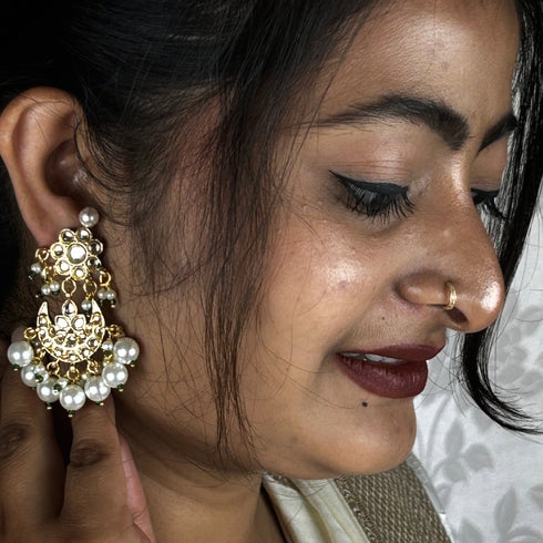 Kundan Crescent Chandbali Earrings from Trenzify Store.
