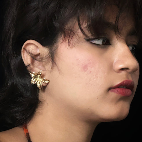 Anti Tarnish Graceful Floral Petal Stud Earrings from Trenzify Store.