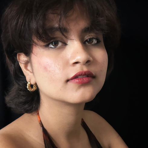 Anti Tarnish Twisted Textured Hoop Earrings from Trenzify Store.