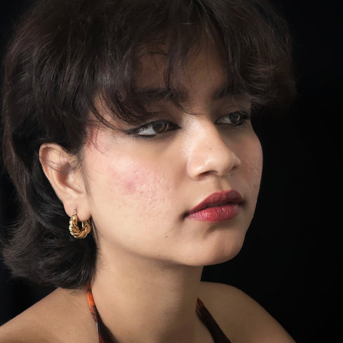 Anti Tarnish Twisted Textured Hoop Earrings from Trenzify Store.