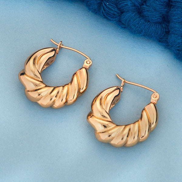 Anti Tarnish Twisted Textured Hoop Earrings from Trenzify Store.