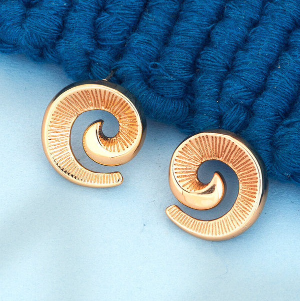 Anti Tarnish Elegant Textured Spiral Stud Earrings from Trenzify Store.