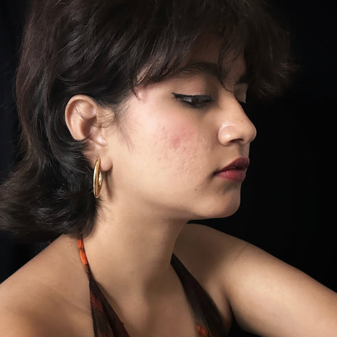 Anti Tarnish Sculpted Oval Drop Earrings from Trenzify Store.