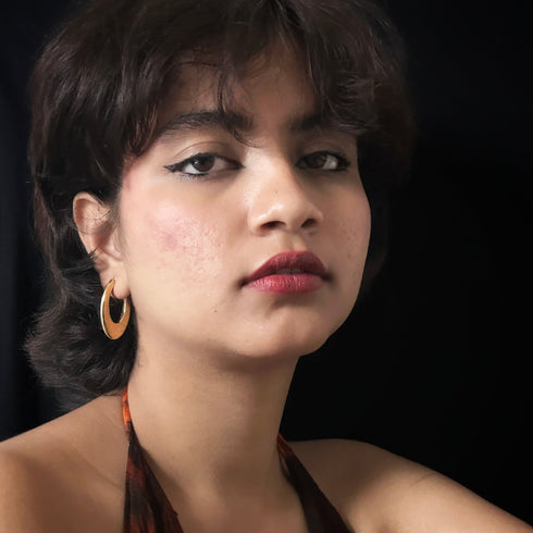 Anti Tarnish Sculpted Oval Drop Earrings from Trenzify Store.