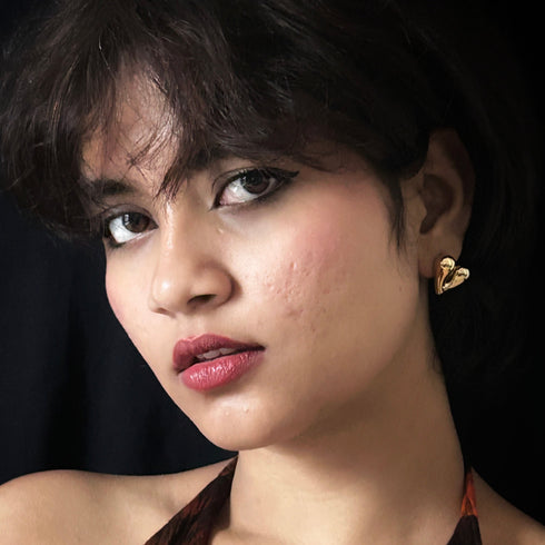 Anti Tarnish Sleek Heart-Shaped Stud Earrings from Trenzify Store.