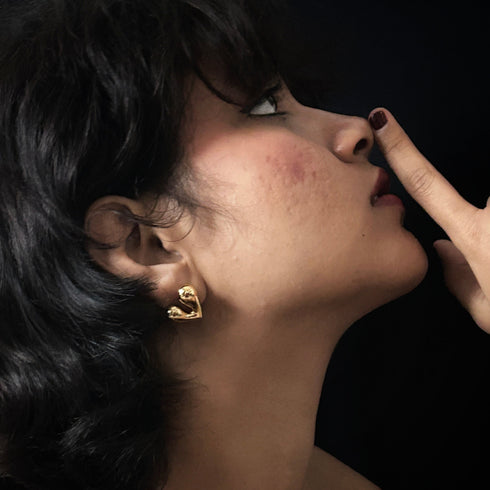 Anti Tarnish Sleek Heart-Shaped Stud Earrings from Trenzify Store.