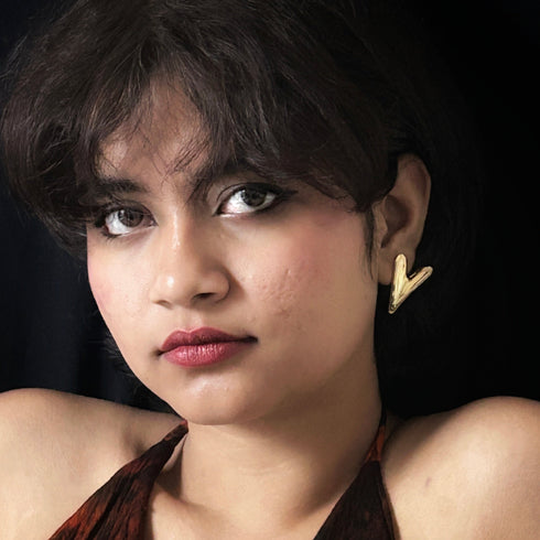 Anti Tarnish Earrings Asymmetrical Heart Stud Earrings from Trenzify Store.