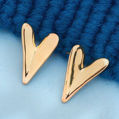 Anti Tarnish Earrings Asymmetrical Heart Stud Earrings from Trenzify Store.