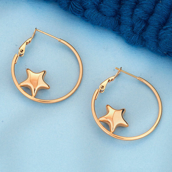 Anti Tarnish Star-Accent Hoop Earrings from Trenzify Store.