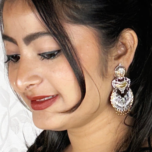 Oxidised Dual-Tone Crescent Earrings from Trenzify Store.