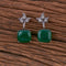 Elegant Green Stone Oxidised Leaf Earrings from Trenzify Store.