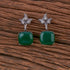 Elegant Green Stone Oxidised Leaf Earrings from Trenzify Store.