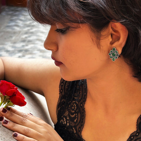 Vintage Gemstone Stud Earrings from Trenzify Store.