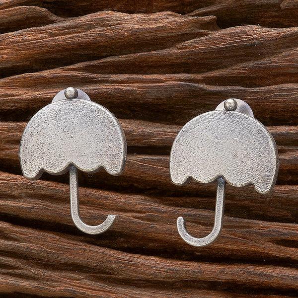Oxidized Silver Umbrella Design Stud Earrings from Trenzify Store.