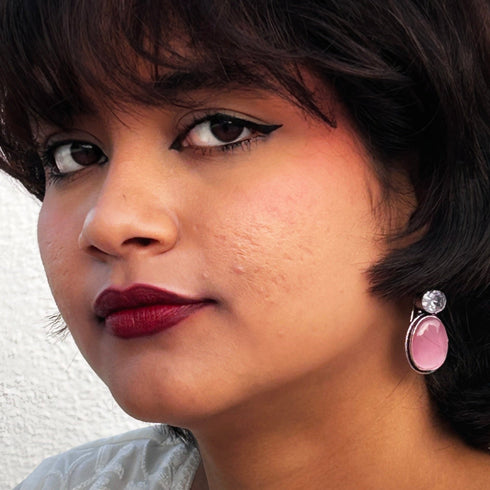 Elegant Oxidised Silver Gemstone Earrings from Trenzify Store.