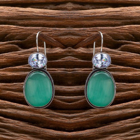 Elegant Oxidised Silver Gemstone Earrings from Trenzify Store.