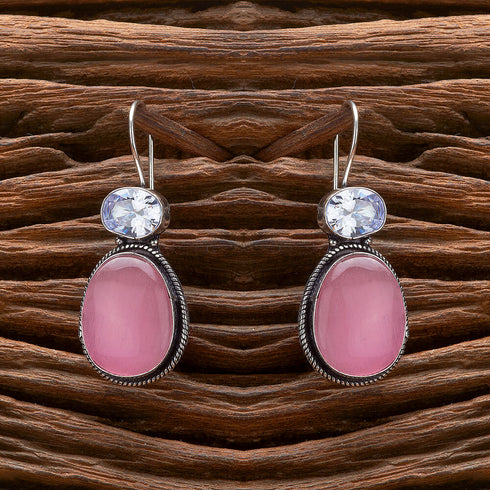 Elegant Oxidised Silver Gemstone Earrings from Trenzify Store.