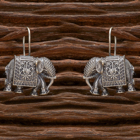 Oxidized Silver Elephant Dangler Earrings from Trenzify Store.