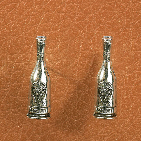 Quirky Oxidized Silver Bottle-Shaped Stud Earrings from Trenzify Store.
