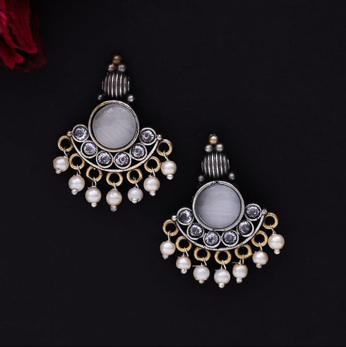 Oxidized Semi-Circular Chandbali Earrings from Trenzify Store.