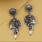 Antique Oxidized Silver-Plated Pearl Dangle Earrings from Trenzify Store.