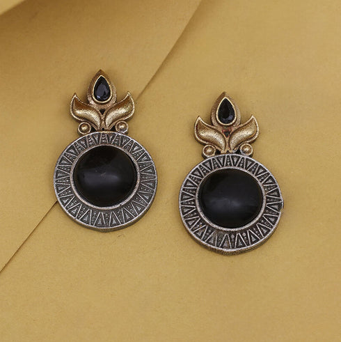 Antique Finish Round Stud Earrings from Trenzify Store.