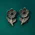 Vintage-style floral earrings with black bead accents on silver-tone metal. From Trenzify Store.