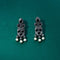 Silver earrings with black gemstones and pearls, offering a chic and sophisticated design. From Trenzify Store.