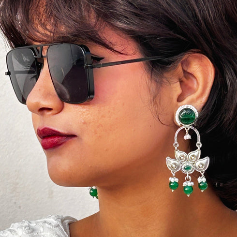 Oxidized Peacock Drop Earrings from Trenzify Store.